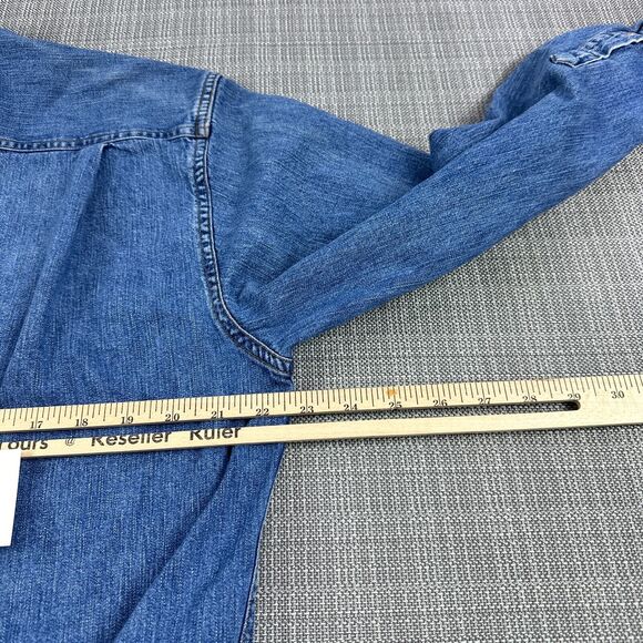 Vintage Banana Republic Denim Shirt Mens Medium Button Up Western Cowboy 90s - Picture 6 of 8